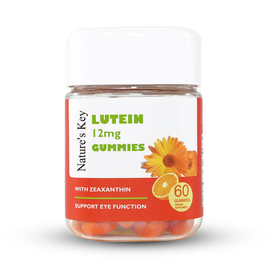 Nature's Key Lutein Gummies 12mg with Zeaxanthin & Vitamin A for Kids and Adults | Eye Health and Brain Function Supplement | Orange Flavor, 60Cts