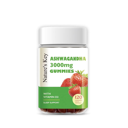 Nature's Key Ashwagandha Gummies, High Potency Ashwagandha Root Extract with Vitamin D2, Support Stress Relief, Relaxed Mood, for Men & Women (120 Count)