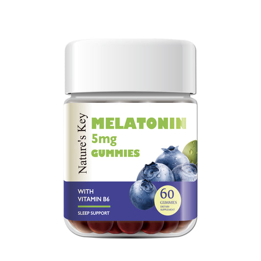Nature's Key Melatonin Gummies for Kids & Adults, 2.5mg 5mg or 10mg Dose Gummy with Vitamin B6, Natural Blueberry Flavor 60 Count