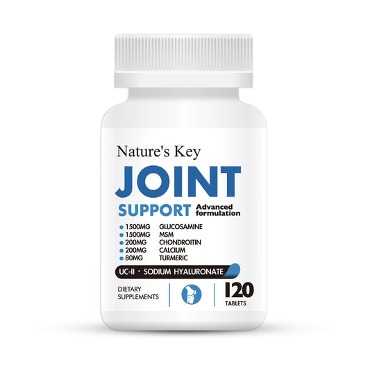 Nature's Key Glucosamine Chondroitin & MSM - Supports Healthy Joints, Mobility & Cartilage,- with Calcium, UC-II, Sodium hyaluronate & Turmeric - 120 Tablets (40 Days Supply)
