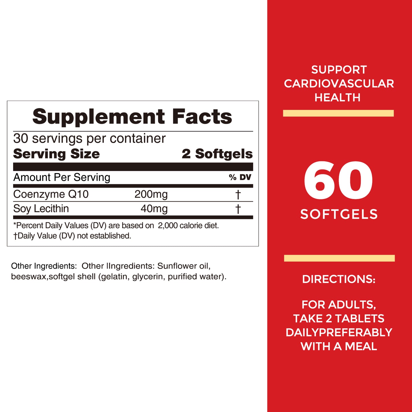 Nature's Key CoQ10 200mg Softgels - Coenzyme Q10 Supplements with 50mg Soy Lecithin -Water Soluble- for Vascular and Heart Health, Energy Production & Antioxidant Support - 1 Month Supply - 60 Cts…